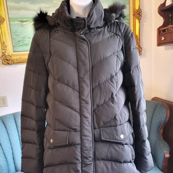 Jones New York Jackets & Blazers - Jones New York NWOT XL/TG Black Down Gold Tone Hardware Faux Fur Coat-Item #18